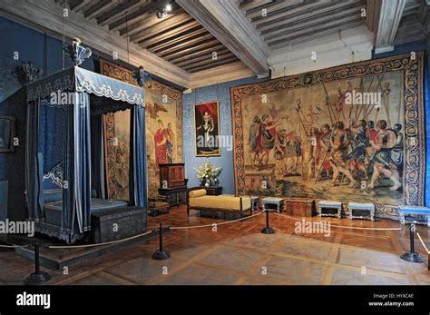 Interior of Chateau de Chambord royal medieval french castle. Loire Valley France Europe. Unesco ...