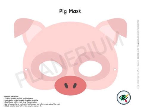 Colorful Printable Pig Mask Template for Kids