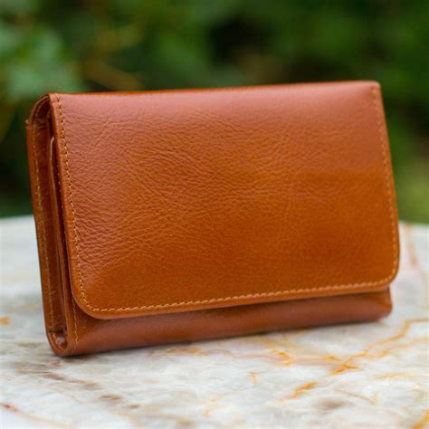 Leather trifold wallet - Infinite Brown | NOVICA