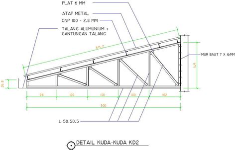 33x30m warehouse building roof truss left side section - Cadbull