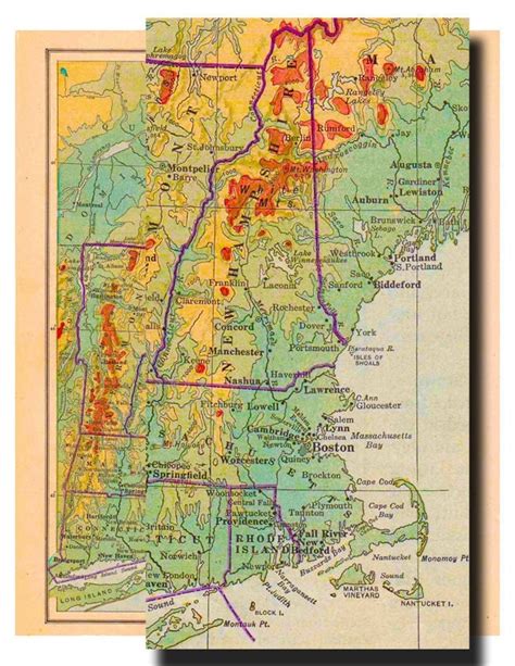 New England Map...Physical and Political from by artdeco on Etsy