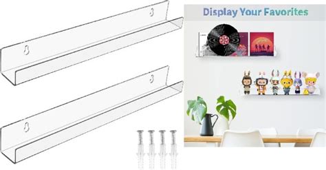 Amazon: 2 Pieces Acrylic Floating Shelves, 15inch Clear Acrylic Shelf, Invisible Wall Mount ...