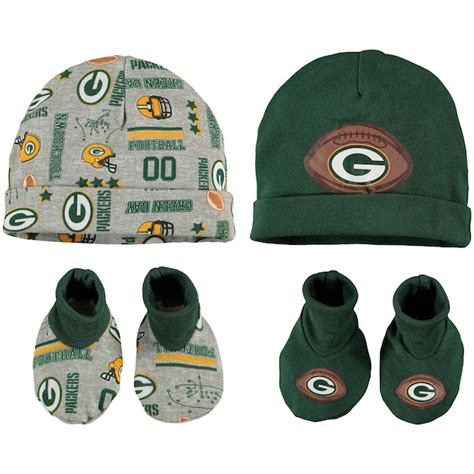 Infant Green Bay Packers Caps and Booties 4-Piece Set - NFLShop.com