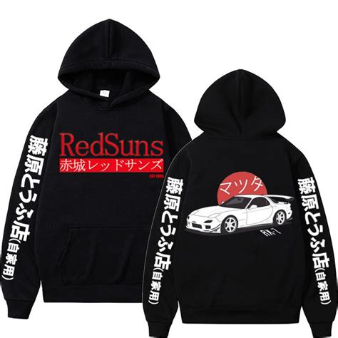 JDM Car Hoodie, Anime Japanese Initial D Hoodies Mazda RX7 Printed ...