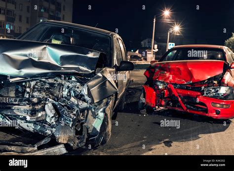 Night car accident Stock Photo - Alamy