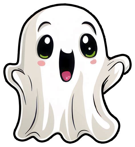 Cute Halloween Ghost Sticker Design 27249832 PNG