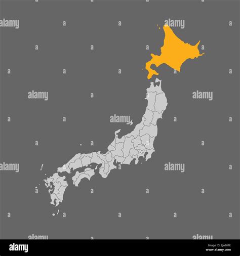 Hokkaido prefecture highlight on the map of Japan Stock Vector Image ...