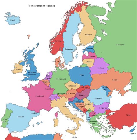 Europakarte - Alle Länder in Europa und Hauptstädte