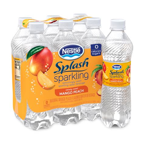 Nestle Splash Sparkling Flavored Water Beverage, Mango Peach 16.9 oz. Plastic Bottle, 6-Pack ...