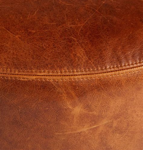 Britton Leather 36" Round Ottoman | Rejuvenation