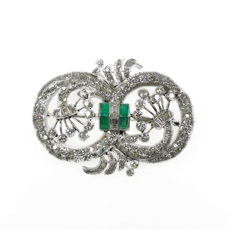 Art Deco Emerald & Diamond Brooch - Shapur Mozaffarian San Francisco | Fine Jewelry Since 1850