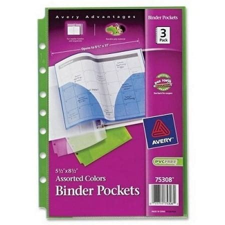 BINDER POCKETS 5.5X8.5 3PACK.ASSORTED | Walmart Canada