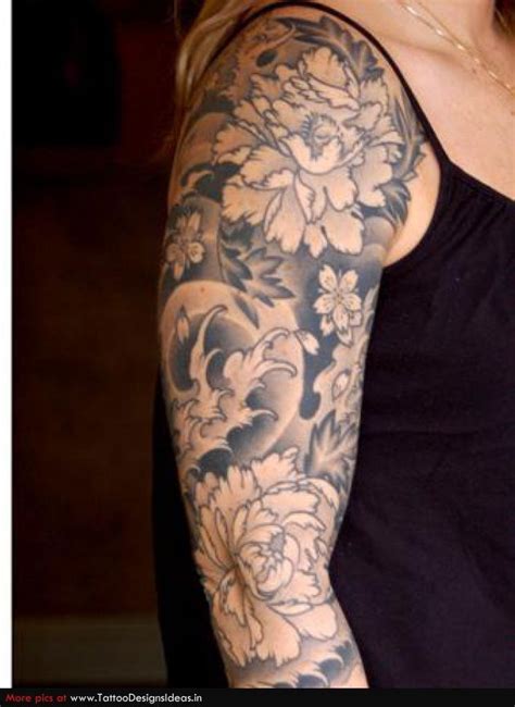 Women's Lotus Flower Half Sleeve Tattoo | Arm sleeve tattoos, Flower ...