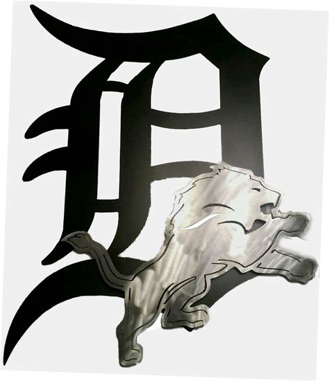 Detroit Tigers & Lions Metal Wall Art Sign.