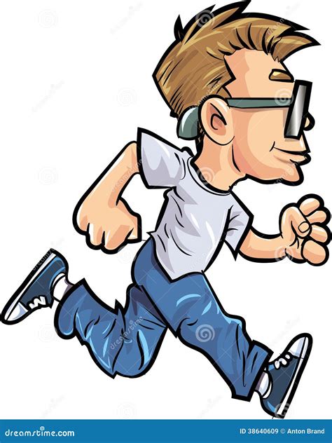 Cartoon Running Man With Glasses Royalty Free Stock Images - Image: 38640609