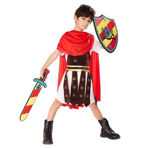 Eraspooky Children Medieval Roman Gladiator Costume Boys Royal Knight Warrior Robe Cloak ...