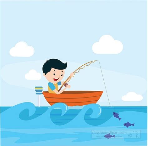 Outdoors and Recreation Clipart-boy fishing in the ocean clipart