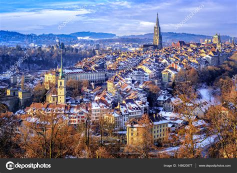 Bern Old Town on a cold snow winter day, Switzerland — Stock Photo ...