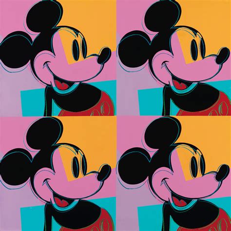 Andy Warhol Mickey Mouse Quad Poster Print Artwork Canvas Blue Decor ...