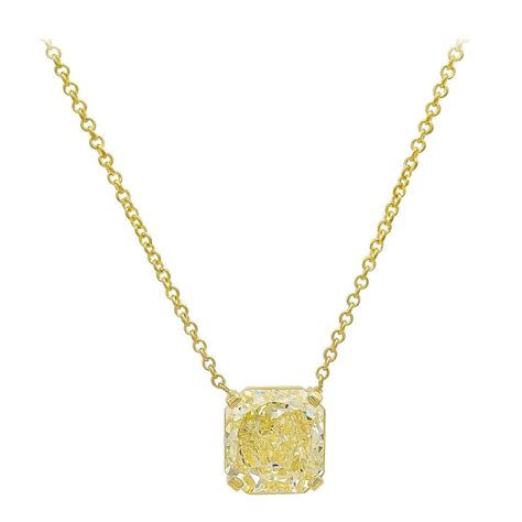 5.19 Carat Natural Fancy Yellow Diamond Solitaire Necklace For Sale at ...