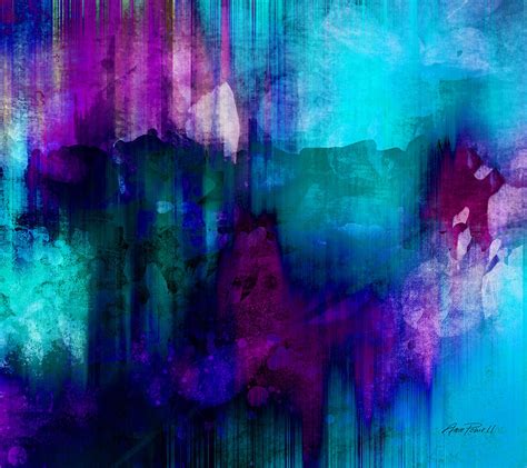 Blue Rain abstract art Painting by Ann Powell - Pixels