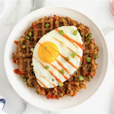 Leftover Fried Rice Waffle - The BakerMama