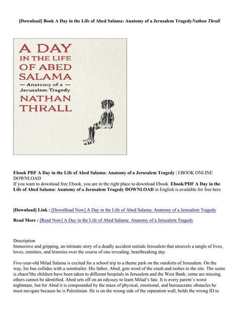 (PDF/ePub) A Day in the Life of Abed Salama: Anatomy of a Jerusalem Tragedy By Nathan Thrall by ...