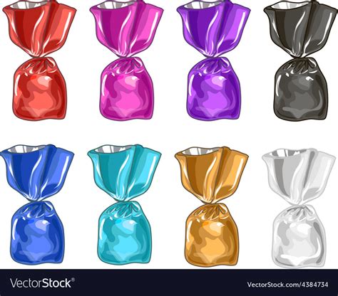 Set in colorful candy wrappers sweets Royalty Free Vector