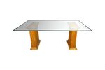 Rectangular Vintage Dining Table Made Of Rattan And Glass | Eettafel ...
