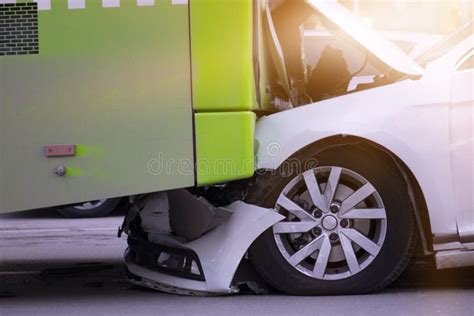 Car Accident and a Passenger Bus Stock Image - Image of devastating ...