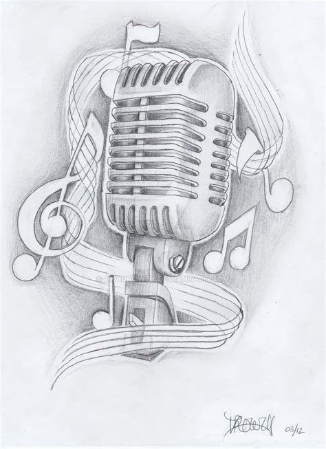 Music Notes And Microphone Tattoo Design by Akadrowzy | Music notes tattoo, Microphone tattoo ...