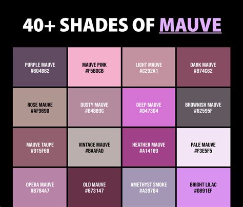 40+ Shades of Mauve Color (Names, HEX, RGB, & CMYK Codes) – CreativeBooster