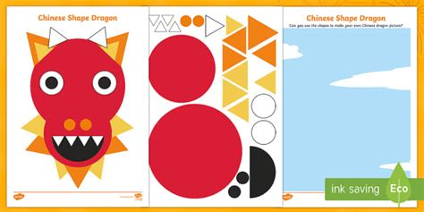 Chinese Dragon 2D Shape Worksheet / Activity Sheets - EYFS