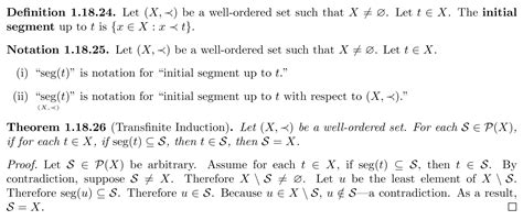 elementary set theory - Theorem $($Transfinite Induction and ...