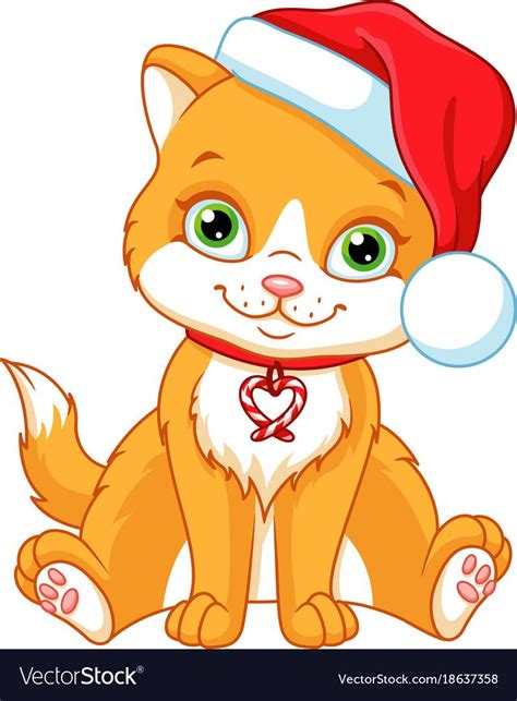 Christmas kitten vector image on VectorStock | Christmas kitten ...