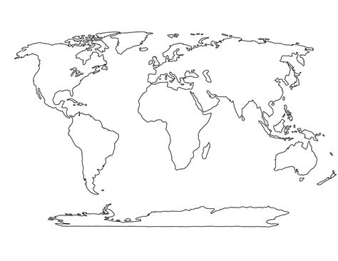 Printable Blank World Map Template for Students and Kids