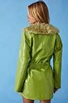 Daisy Street Green PU & Faux Fur Coat | Urban Outfitters UK