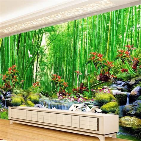 3D Wall Mural Wallpaper Landscape Bamboo Forest Wall Paper Natural ...