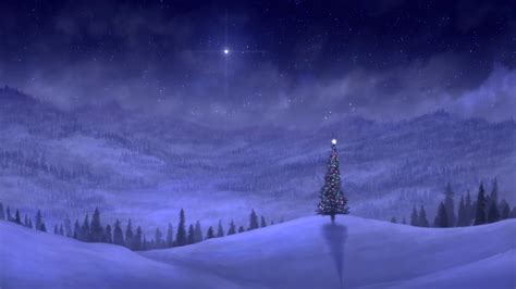 Christmas Tree Night Sky 4K #8040h Wallpaper PC Desktop