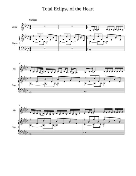 Total Eclipse of the Heart Sheet music for Piano, Voice (Other) (Piano-Voice) | Musescore.com