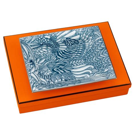 Hermès New Zebra Blue Porcelain Ashtray For Sale at 1stDibs