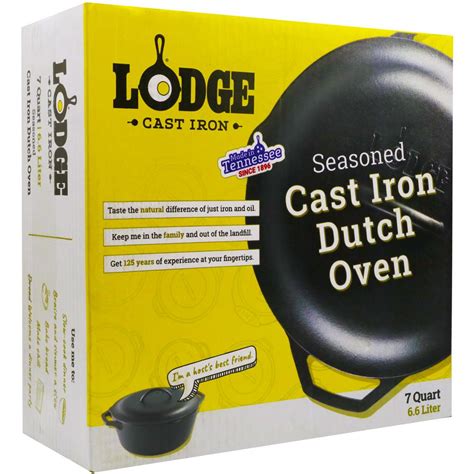 Lodge Dutch Oven Cast Iron Seasoned 7 Quart with Lid Made in the USA