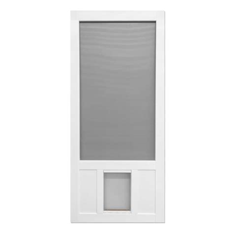 Shop Screen Tight Chesapeake White Vinyl Hinged Screen Door with Pet Door (Common: 30-in x 80-in ...