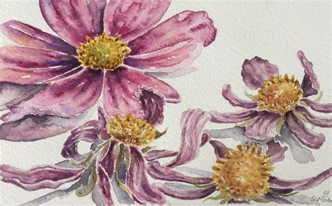 Pink Flowers Watercolor Painting,flower Art,original Watercolor Floral ...