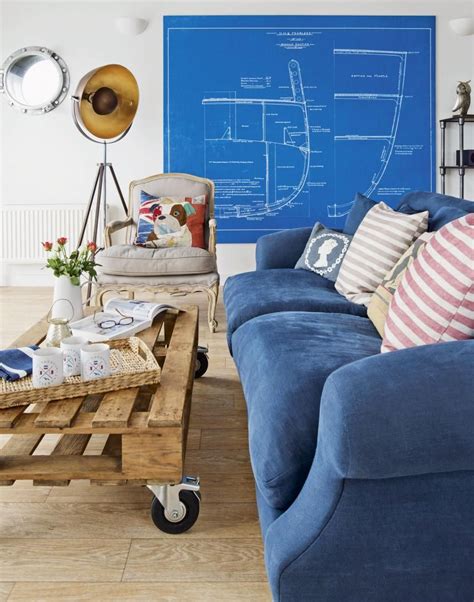 Coastal-inspired Living Room with Blue Feature Sofa - The Room Edit | Sofa layout, Inspired ...