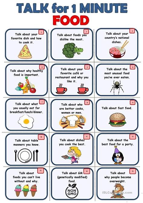 FOOD - Speaking cards - English ESL Worksheets #Education english ...