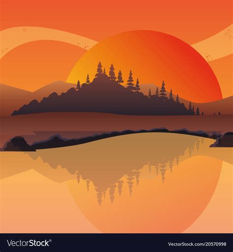 Sunset landscape design Royalty Free Vector Image