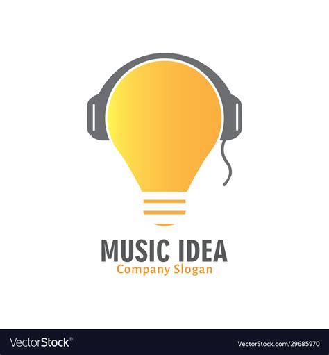 Music idea logo with bulb and earphone Royalty Free Vector