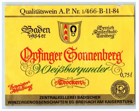 1970'S-80'S OPFINGER GONNENBERG German Wine Label Original S43E $15.00 - PicClick