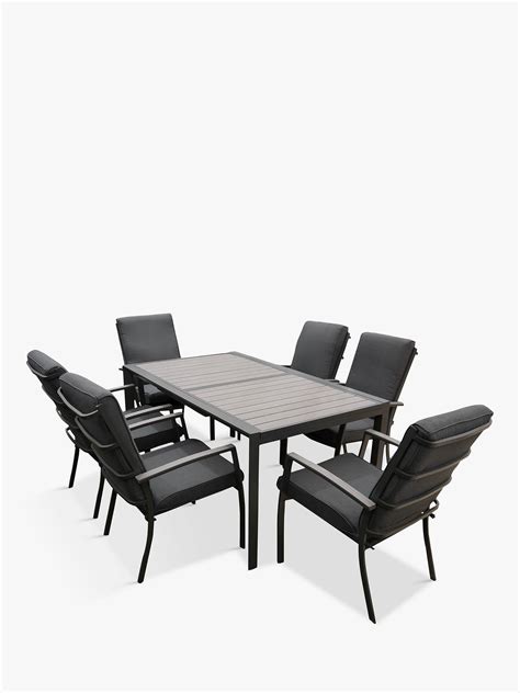 LG Outdoor Milan 6-Seat Extendable Garden Table and Chairs Dining Set, Grey at John Lewis & Partners